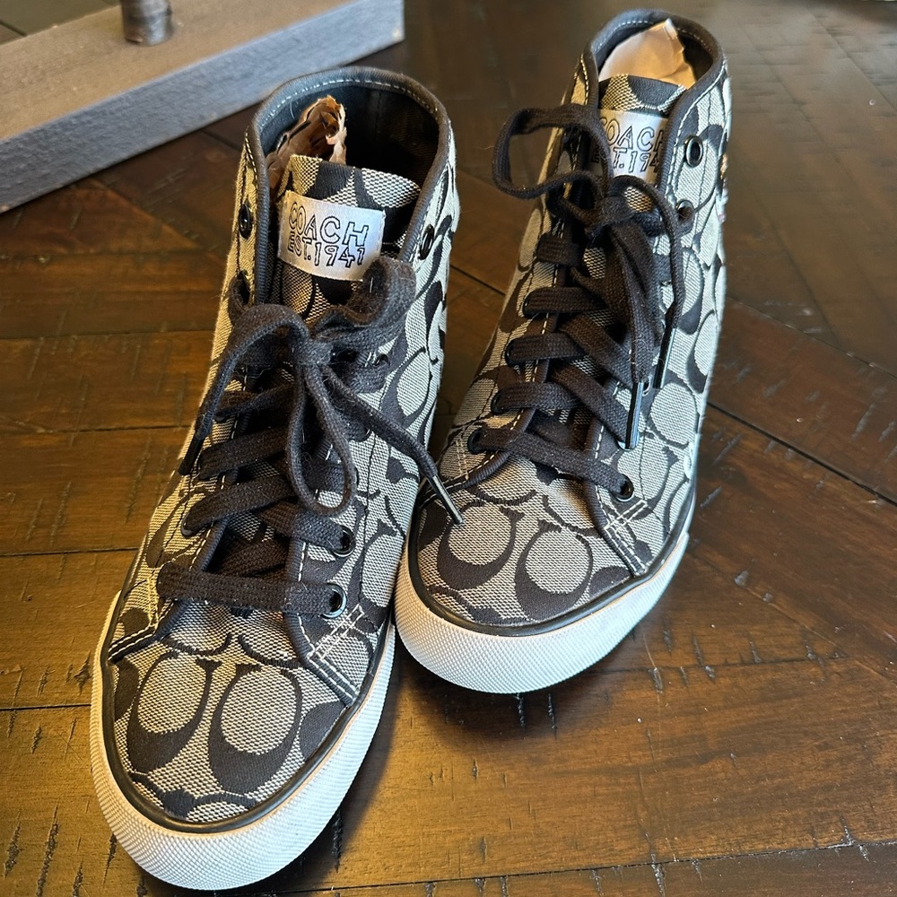 COACH POPPY CHAN PEPPER HIGH TOP SNEAKERS - Picture 4 of 11